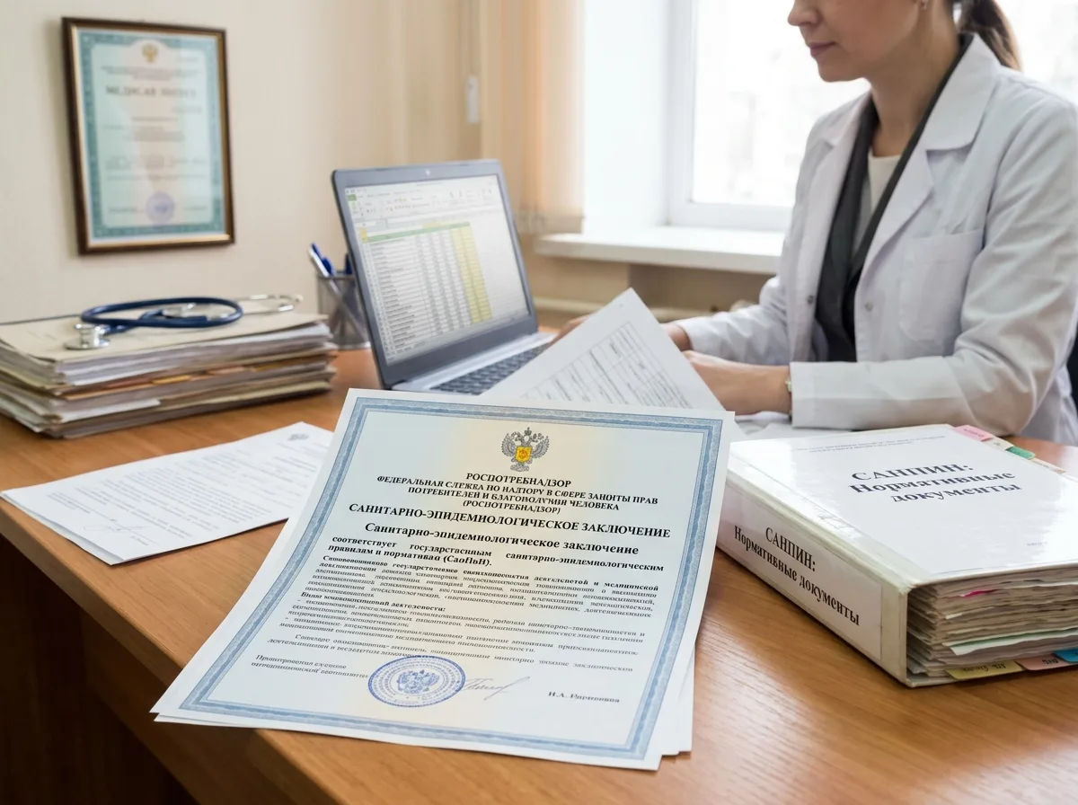 Санитарно-эпидемиологическое заключение Роспотребнадзора, соответствие требованиям СанПиН для медицинской организации